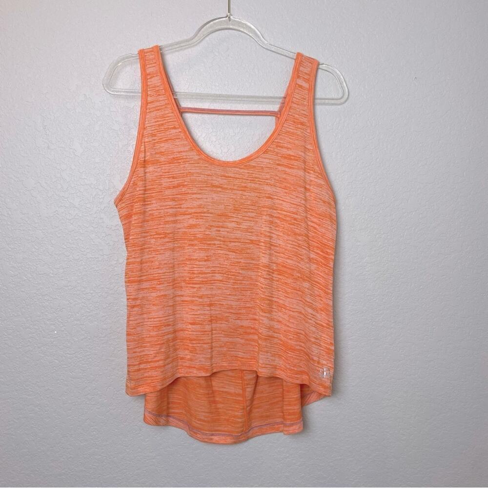 KENNETH COLE REACTION Heathered Orange Sleeveless Hi-Lo Activewear Top Size L